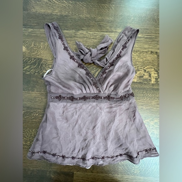 TED BAKER Silk purple Beaded sleeveless blouse size - Picture 10 of 13